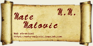 Mate Malović vizit kartica